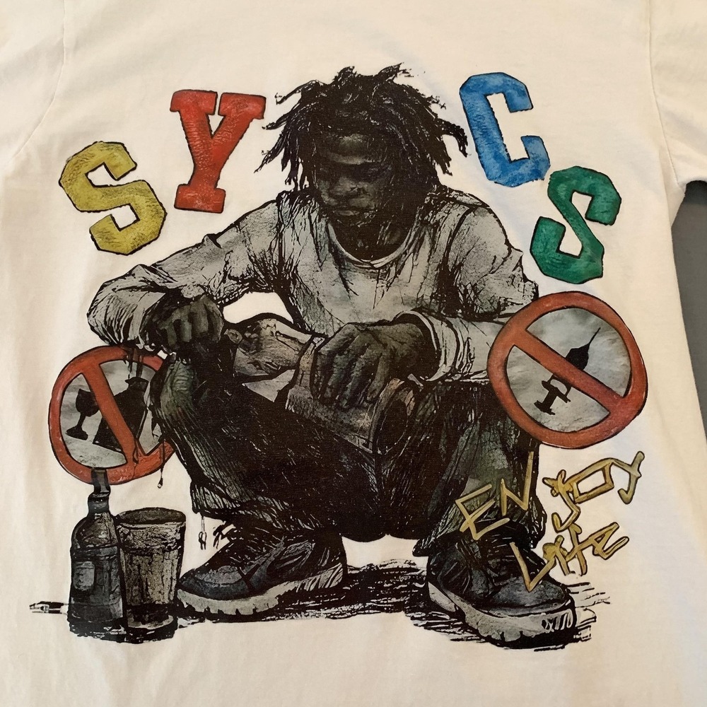 Comfort Shirt Mens Small White SYCS Enjoy Life No Drugs Graphic Tee‎ T-Shirt